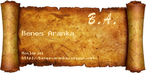 Benes Aranka névjegykártya